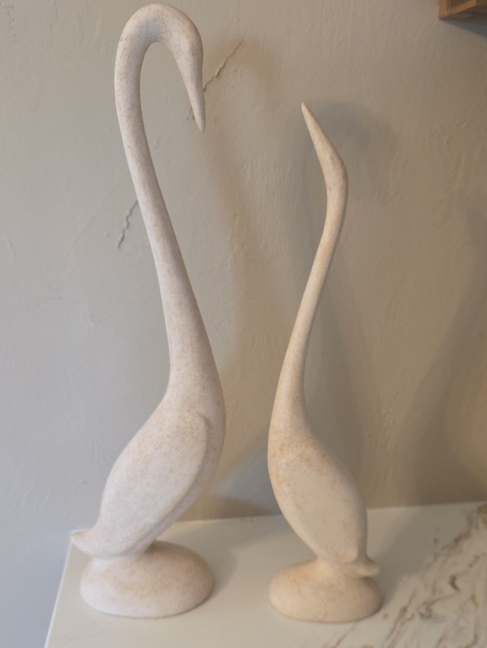 Minimalist MCM Neutral Cream Set Decorative Crane Statues Decor